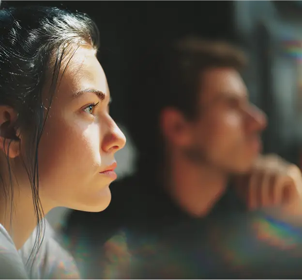 Focused woman listening in a classroom setting
